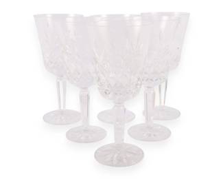 Set of six Waterford Lismore lead crystal wine glasses