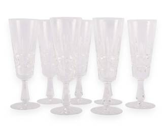 Seven Waterford Lismore Crystal Champagne Flutes
