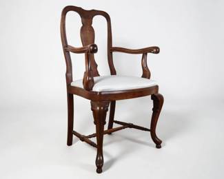Queen Anne Mahogany and Figured Maple Armchair