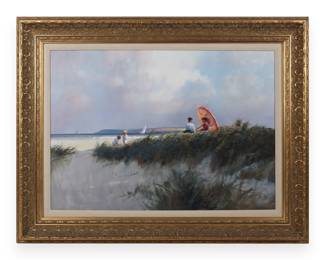 Paul Landry, Summer Parasol, Original Oil on Canvas (Signed)