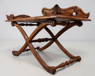 Renaissance Revival Style Carved Wood Curule-Base Low Table