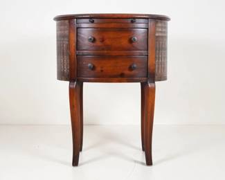 Traditional Oval Trompe L'oeil Book-Bound Side Table