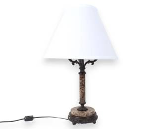 Triple-Light Marble and Metal Table Lamp