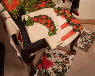 Vintage Christmas print tablecloths