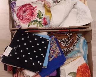 Vintage hankies and silk scarves