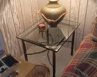 Wrought iron table with glass top