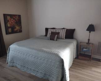 Bed, Art, Nightstand