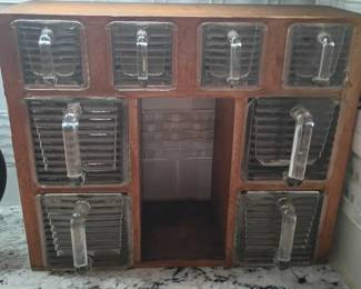 Antique German glass scoop set for Hoosier cabinet