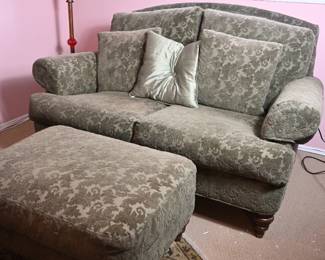 Ethan Allen Settee Loveseat and ottoman