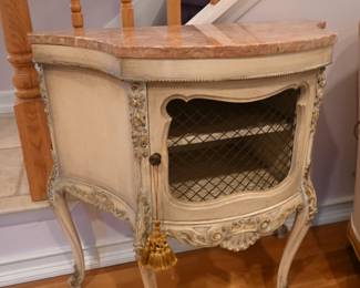 French Provincial Side end Table Marble Top