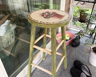 Green Painted Stool