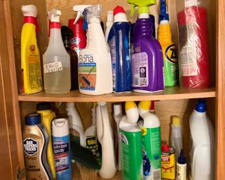 Dozens of cleaning supplies