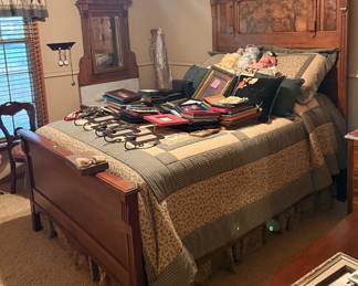 Victorian bed and Vanity. Picture frames