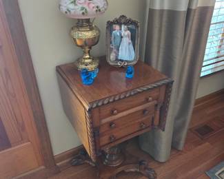 Antique table and lamp