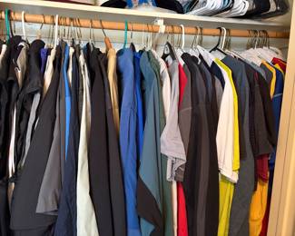 Men’s clothing, including golf shirt, dress shirt, suits, jeans, shorts XXL, 40, 42