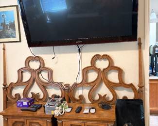 MCM vintage headboard, nightstands, and dressers