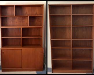 Danish Modern Teak Bookcase with Cabinet and Teak Bookcase