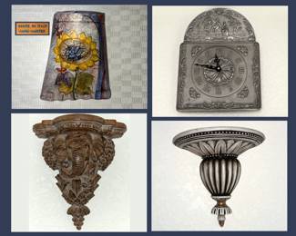 Wall Pcoket Made in Italy, Metal Clock and Wall Shelves