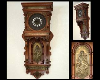 Large Ornate Wall Clock, Perhaps an Ansonia