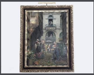 Very Large Old Street Market Scene