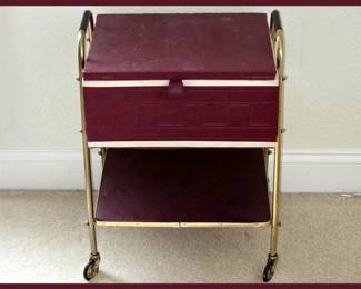Mid Century Sewing Kit on Wheels