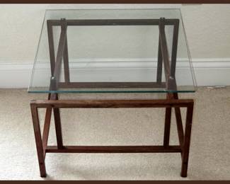 Mid Century Modern Small Glass Top Table