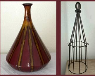 Large Pottery Vase and Obelisk
