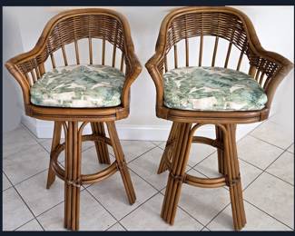 Pair of Rattan Bar Stools