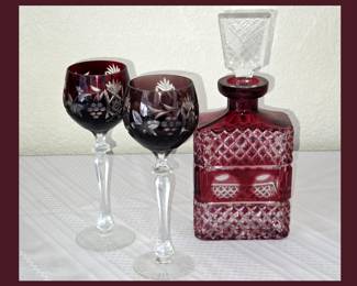 Cut to Clear Stemware and Decanter