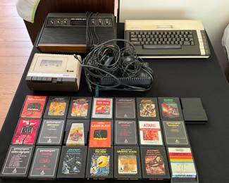 Vintage Atari console with games
