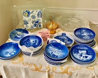 Royal Copenhagen and Bing Grondahll Christmas Blue plates $6.00 each