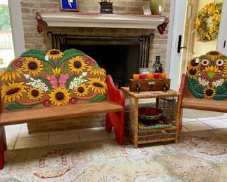 Folkart hand crafted front and sides, sunflower, signed by Alfredo Martinez, Tepoztlán Morelos