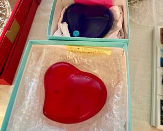 Tiffany hearts red by Elsa Peretti, blue by Paloma Picasso