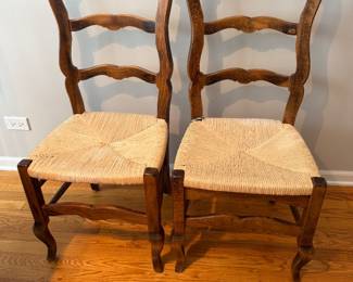 Vintage Country French Chairs with Rush Seats (set of 4)