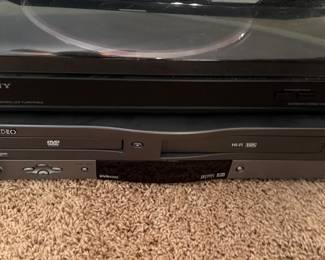 SONY turntable; GO VIDEO DVDs & VHS
