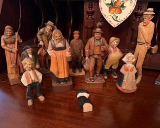 Vintage Scandinavian hand-carved wooden figurines