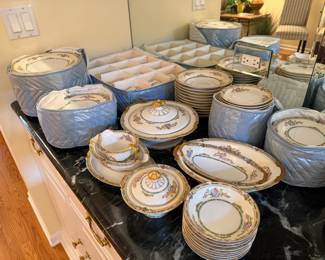 Noritake Alicia pattern china, service for 12 plus serving pieces
