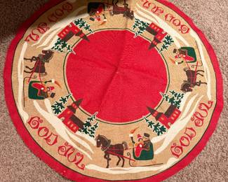 Vintage Scandinavian burlap tree skirt
