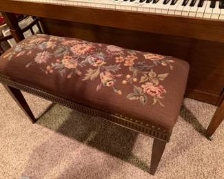 needlepoint vintage piano bench
