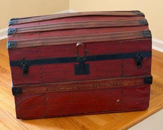 antique dome-top steamer trunk