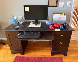 desk, computer monitor & misc.