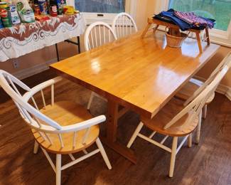 Butcher block table and 6 chairs