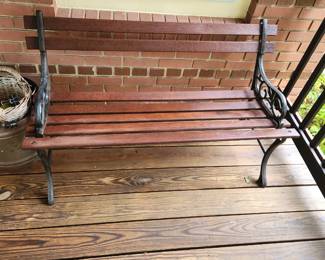 One of two outdoor benches
