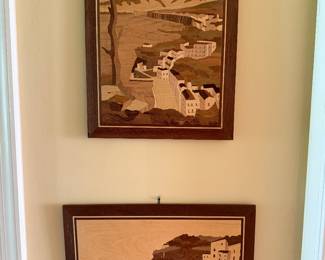 Italian wood marquetry wall art (2 of 4) circa 1960