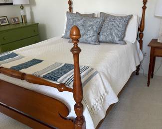 Low four poster queen bed