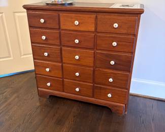 Multi drawer sideboard with enamel pulls