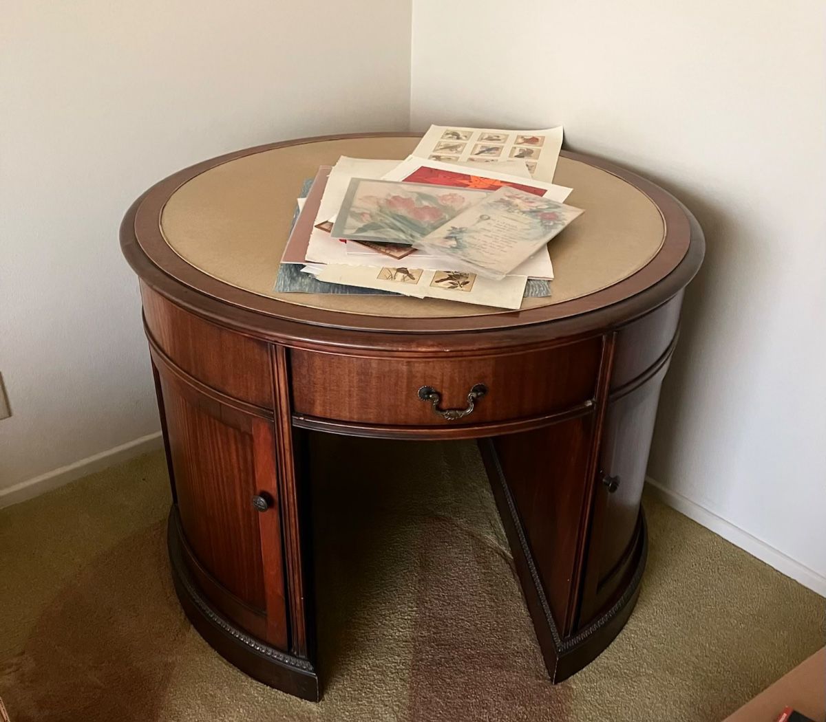 High end vintage Karges Furniture Co. round desk