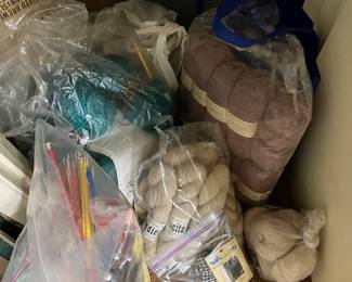 Yarn, knitting needles