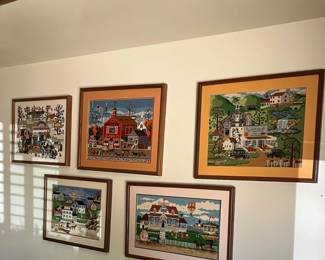 Framed crewel scenes