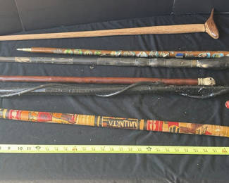 Lot 46: Assorted decorative walking canes and staffs